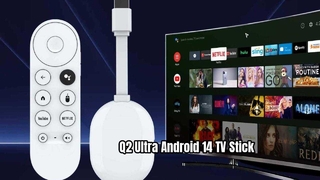 Q2 Ultra Android 14.0 TV Stick, 4K Ultra HD Allwinner H313 Quad Core WiFi 6 Streaming Media Player w